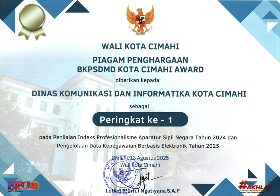 Diskominfo Kota Cimahi Raih Penghargaan IP ASN 2025